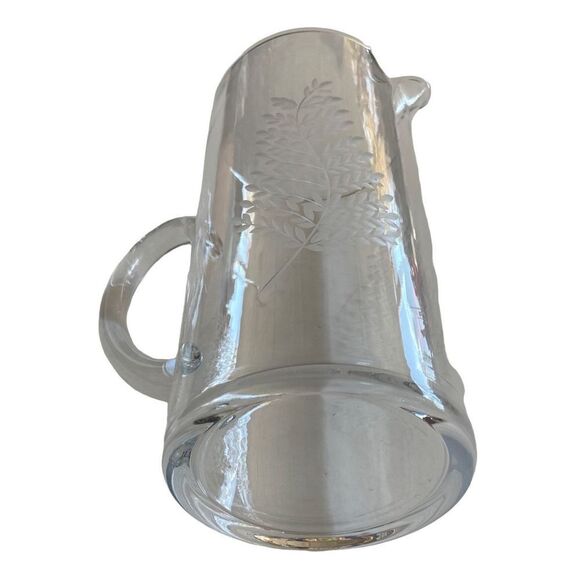 Vintage Cut Glass Fern Pattern Clear Glass 8 1/4”” Tall Pitcher - Picture 6 of 15